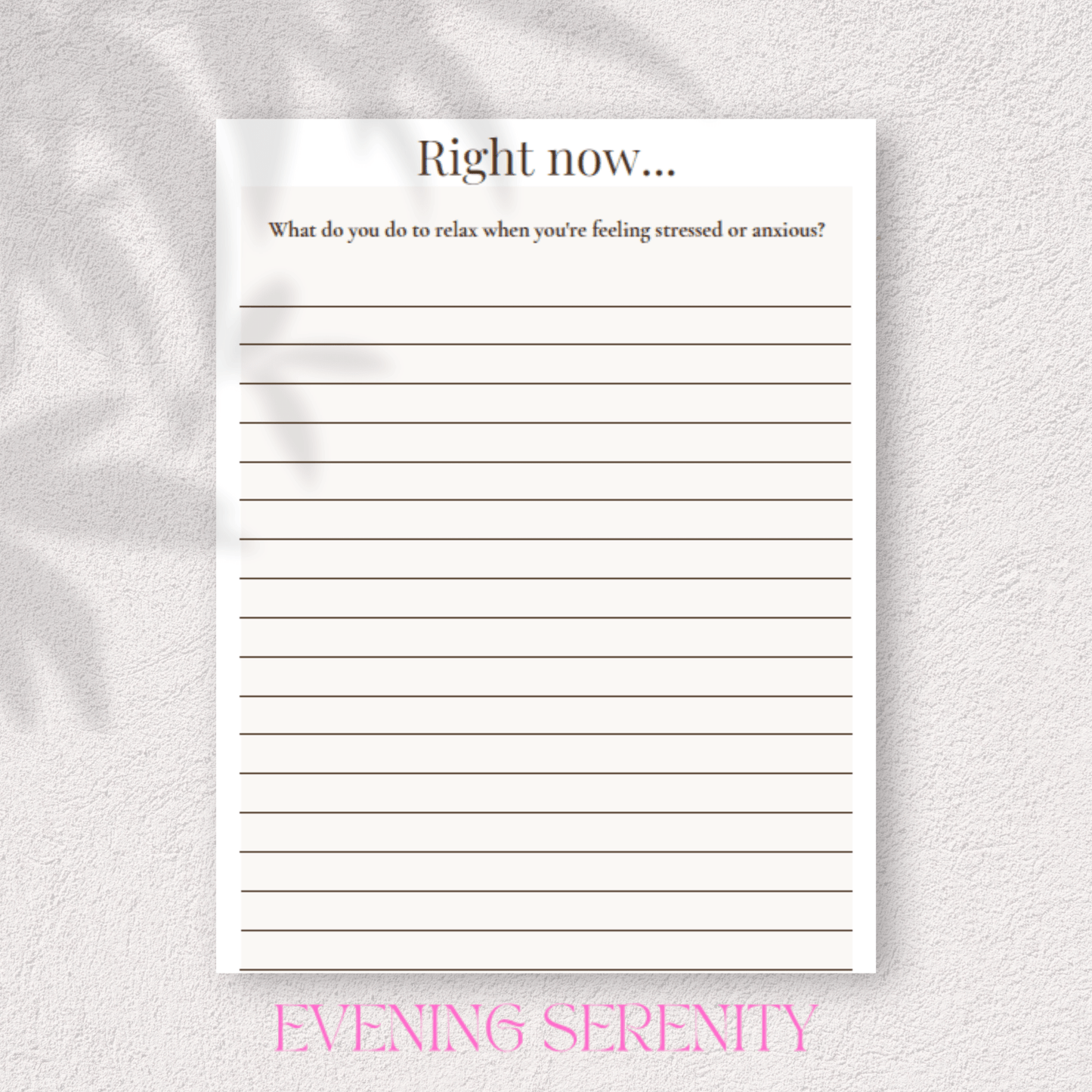 THE CALM MIND RESET: A Complete Anxiety & Stress Relief Journal - Evening Serenity