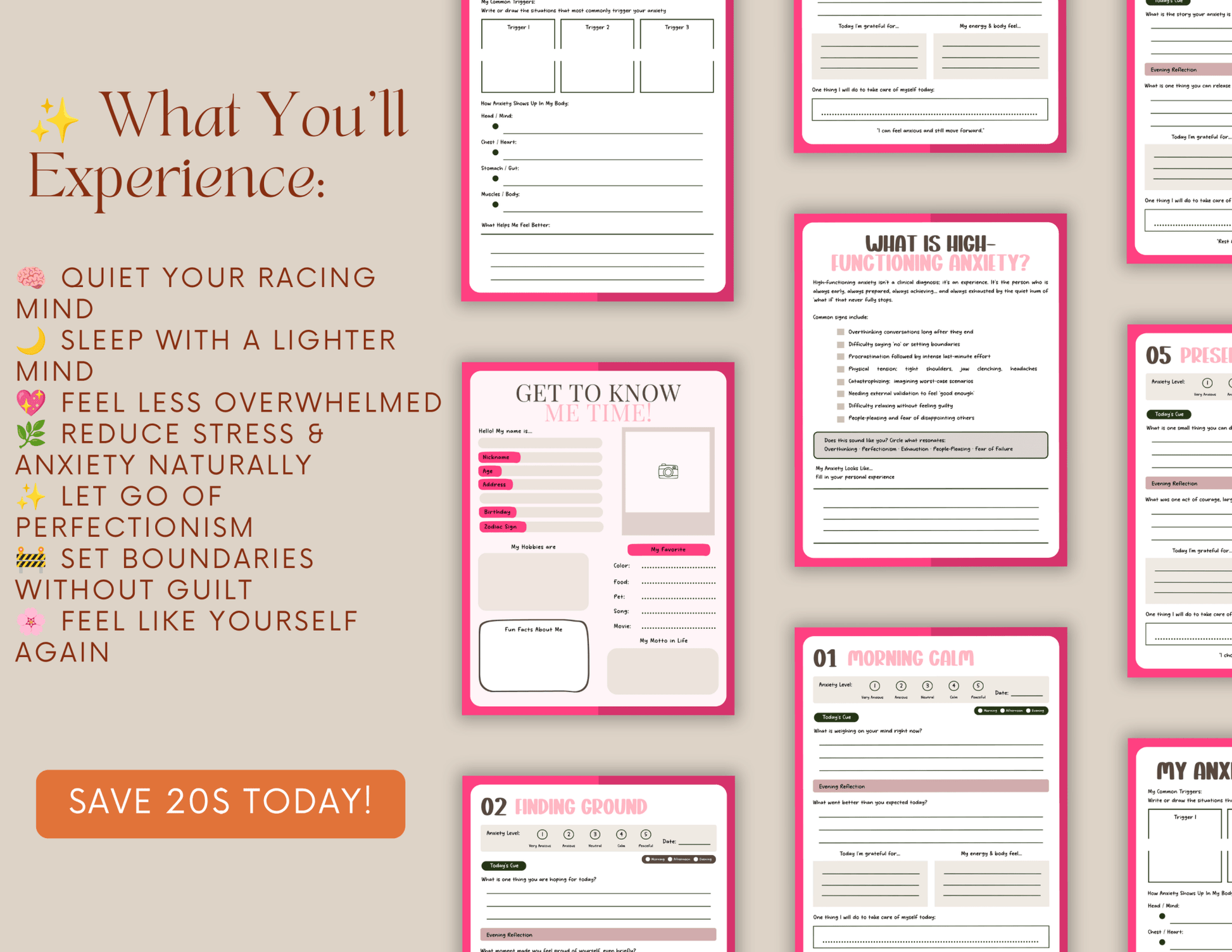 A 28-Day Guided Journal to Quiet Your Mind, Ease Overthinking & Find Calm Again - Evening Serenity