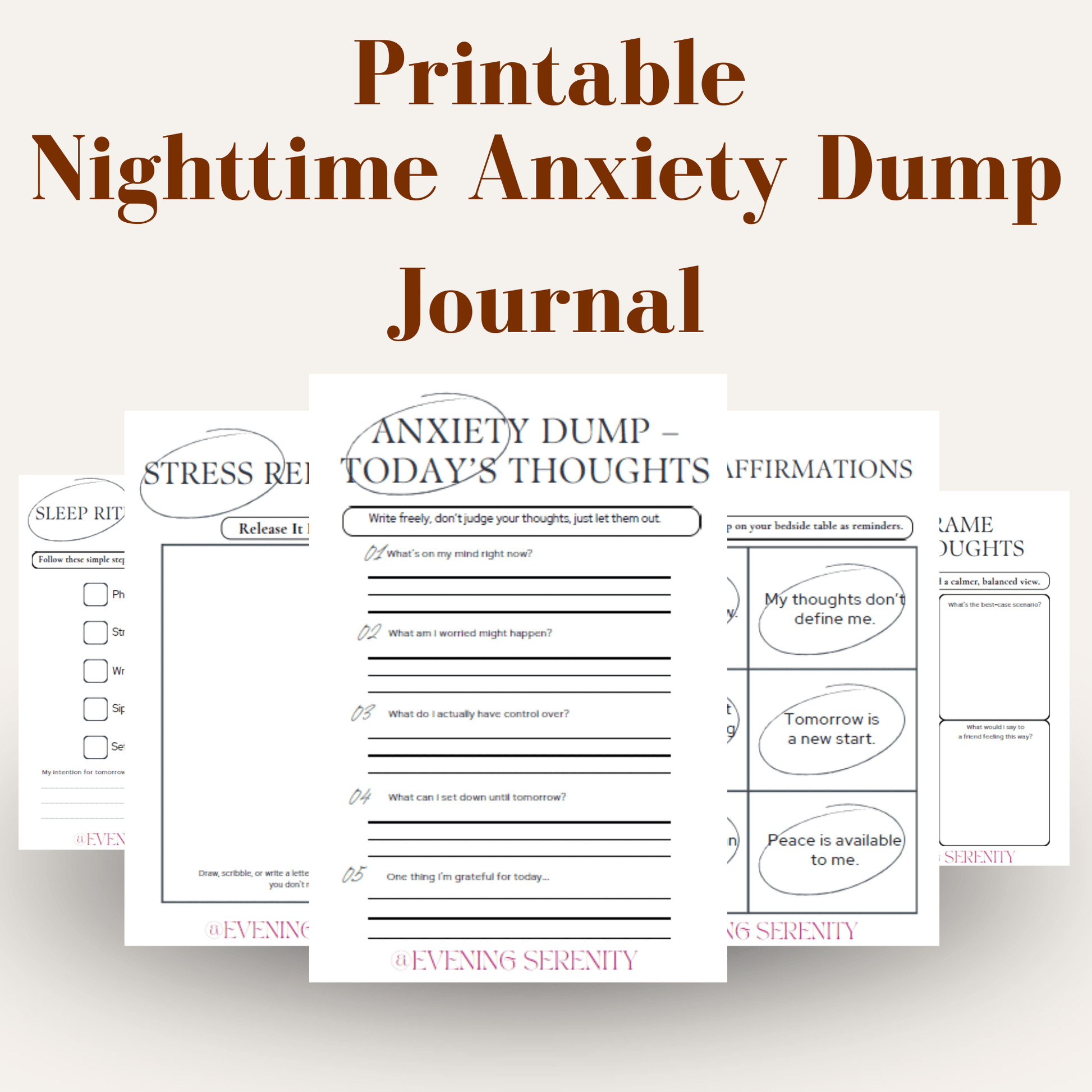 NIGHTTIME ANXIETY DUMP JOURNAL - Evening Serenity