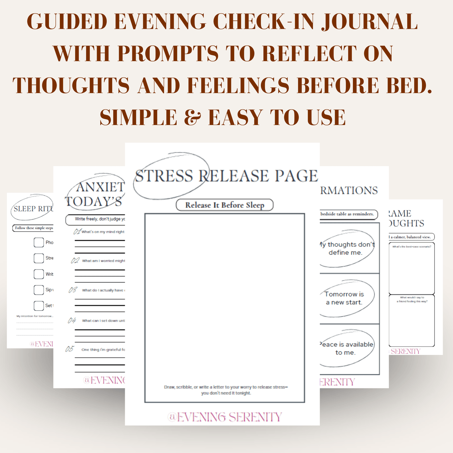 NIGHTTIME ANXIETY DUMP JOURNAL - Evening Serenity