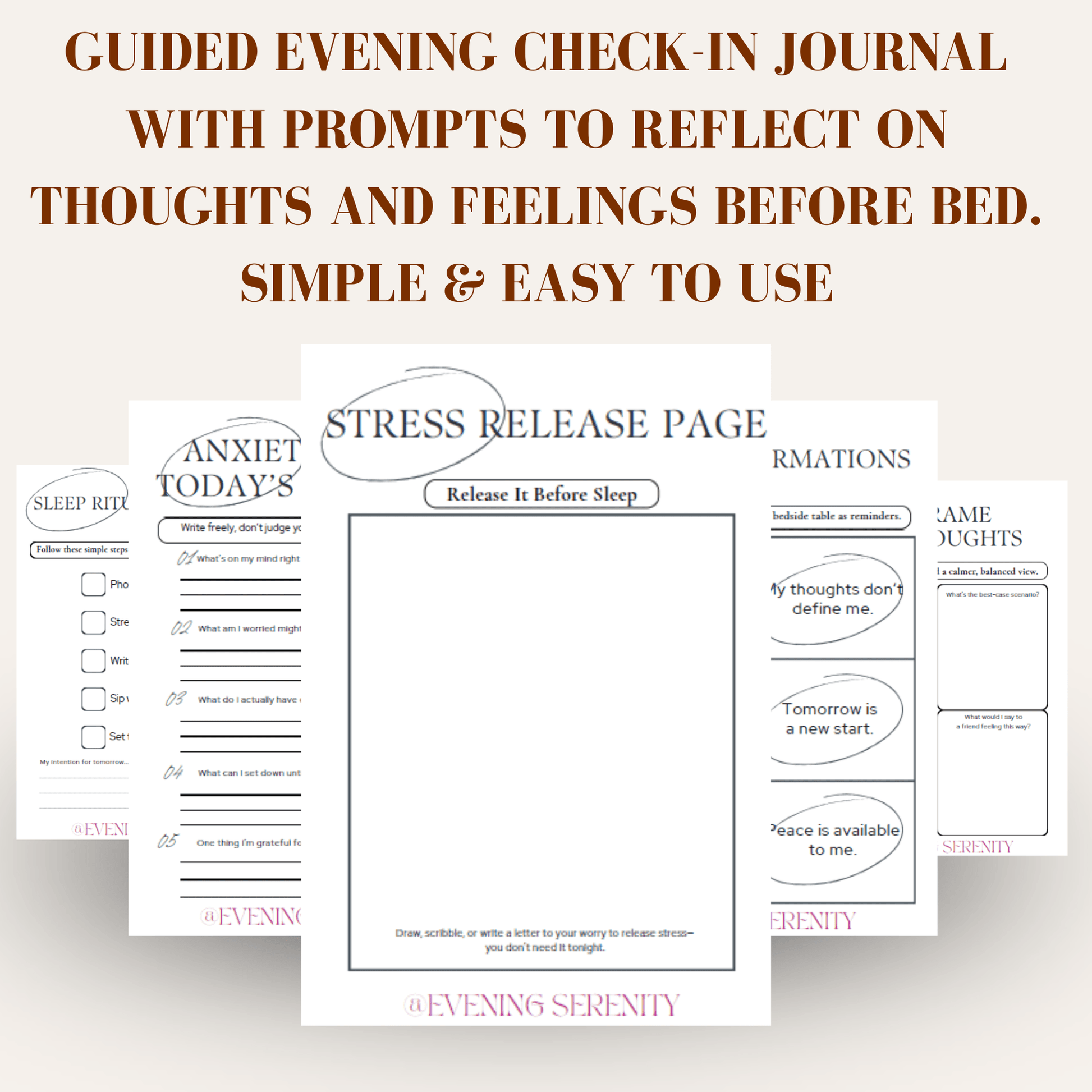 NIGHTTIME ANXIETY DUMP JOURNAL - Evening Serenity