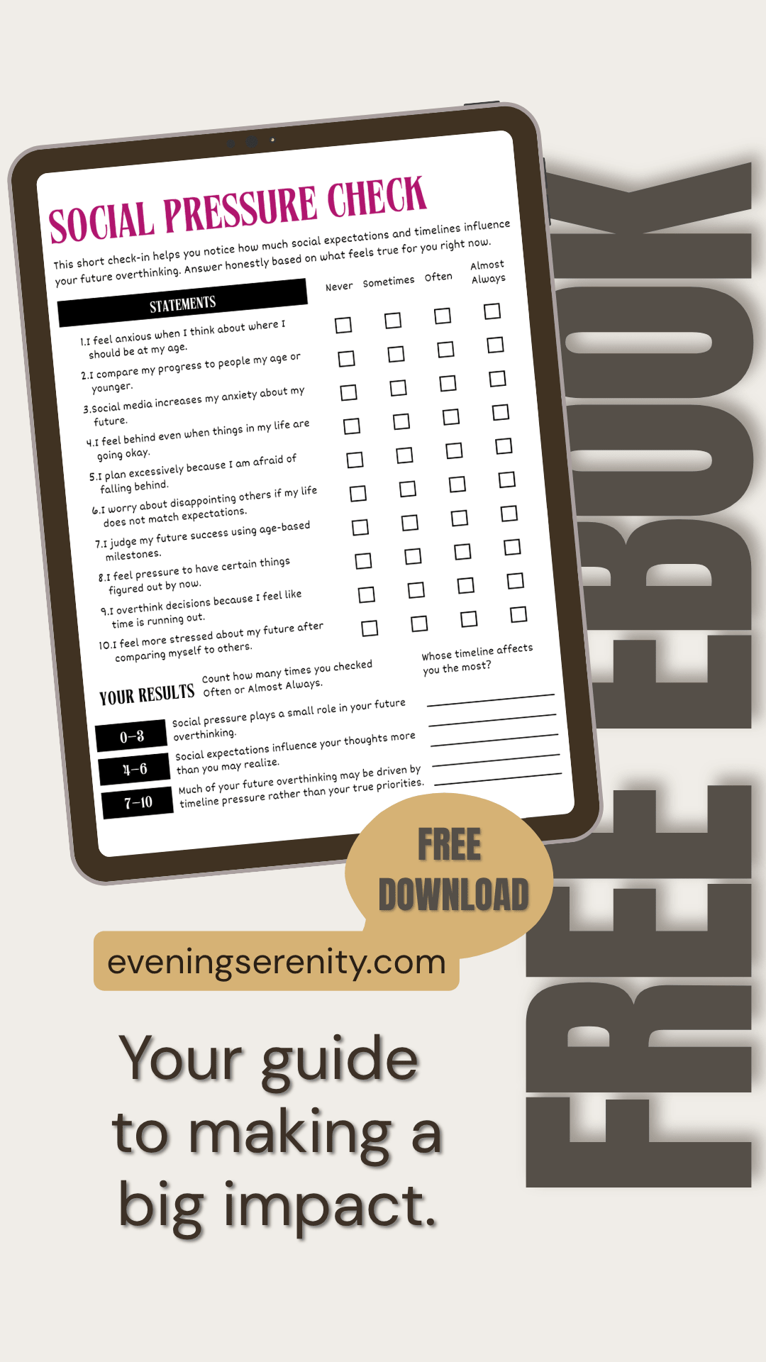 Stop Overthinking the Future Workbook - Evening Serenity