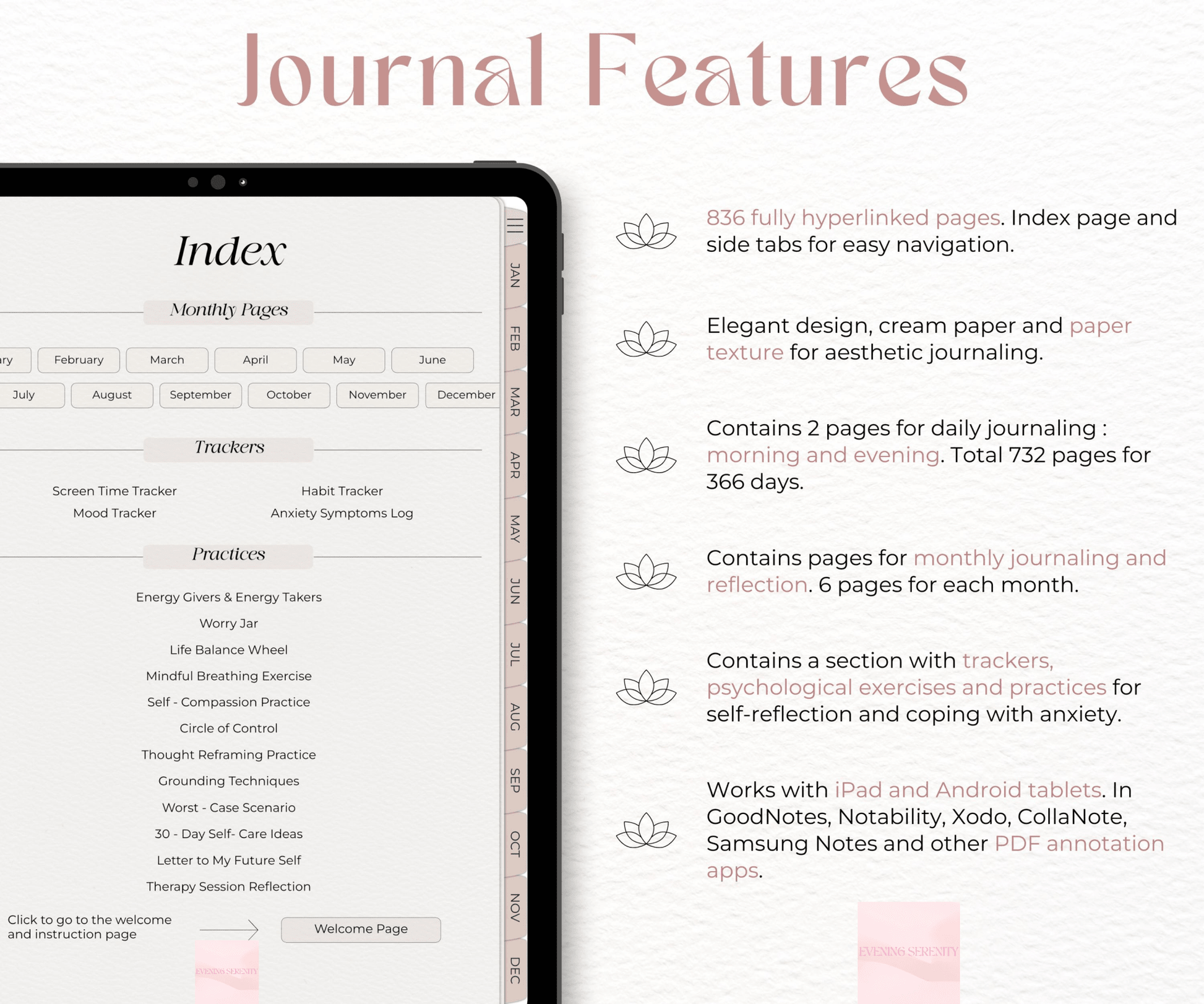 The 366-Day Mental Reset Journal For High-Achieving Women Who Cannot Switch Off After 8pm - Evening Serenity