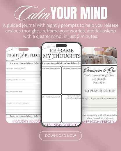 The 5-Minute Nighttime Anxiety Dump Journal - Evening Serenity