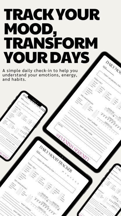 The 7-Day Mood & Stress Pattern Tracker - Evening Serenity