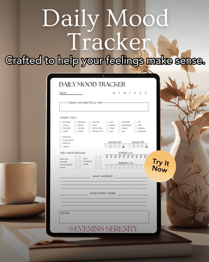 The 7-Day Mood & Stress Pattern Tracker - Evening Serenity
