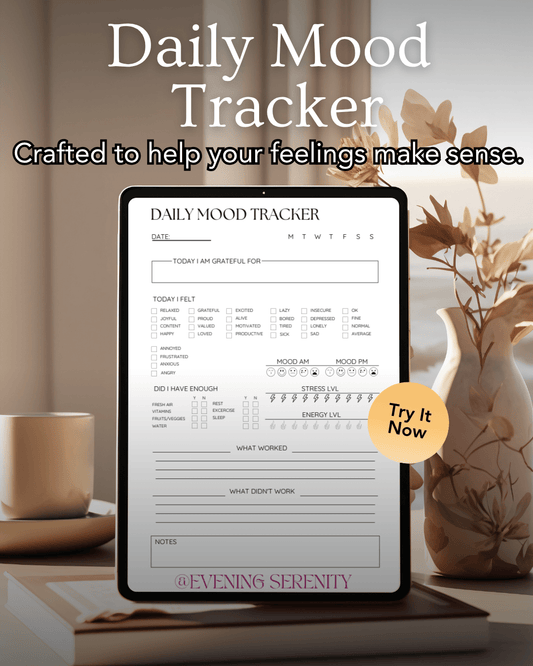 The 7-Day Mood & Stress Pattern Tracker - Evening Serenity